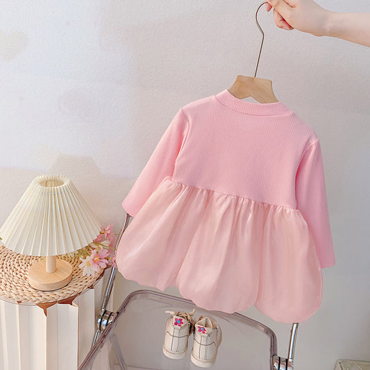 Pink Petal Collar Satin Bow Bubble Frock – TYM-CXM-067