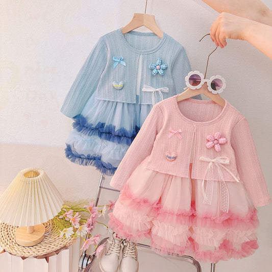Pink Patch Cardigan Ruffle Tulle Frock – TYM-CXM-089