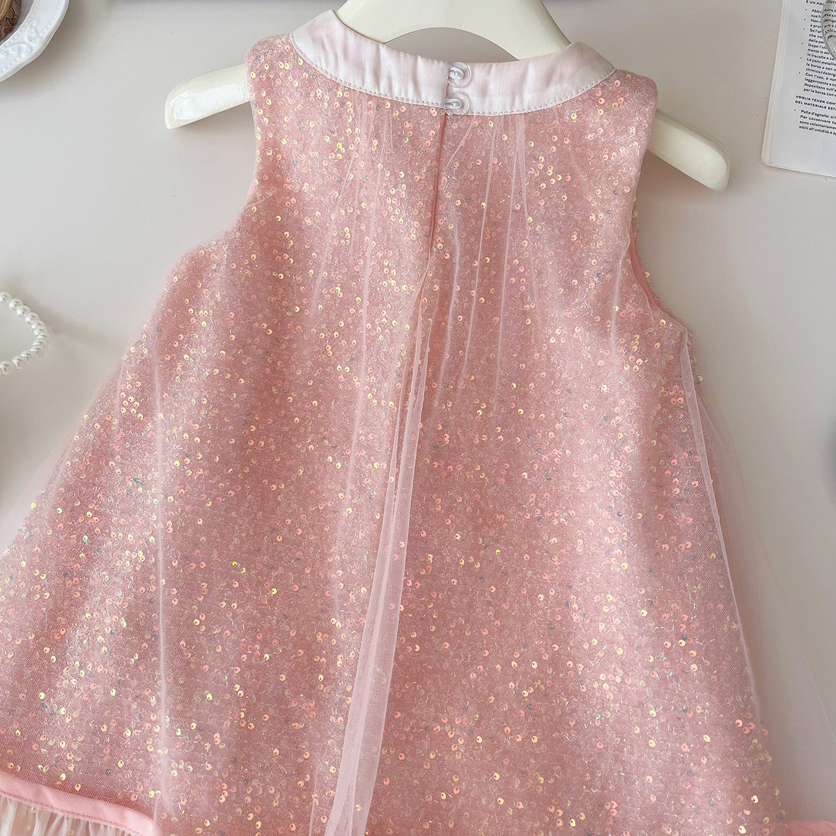 Pink Sequin Tulle Bow Party Frock – TYM-YWL-030