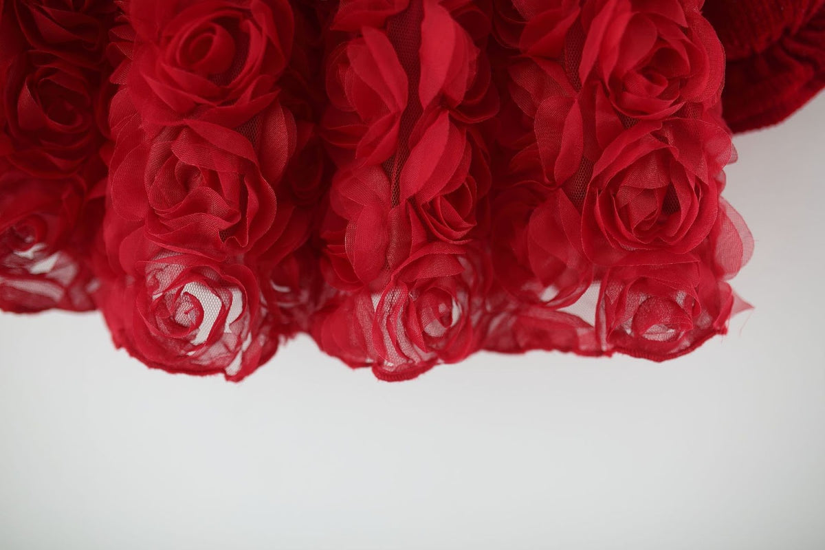Red Rosette Big Bow Ruffle Neck Frock – TYM-WZX-062