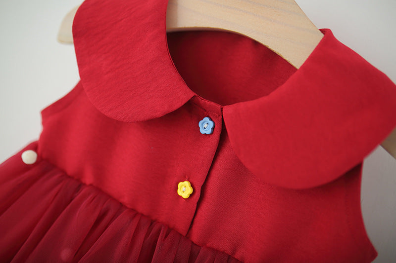Red Bunny Ear Pom-Pom Tulle Frock – TYM-TZO-001