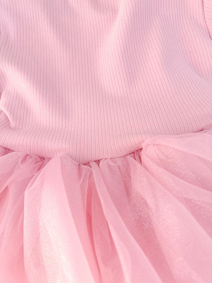 Pink Pearl Bow Tulle Frock – TYM-CXM-028