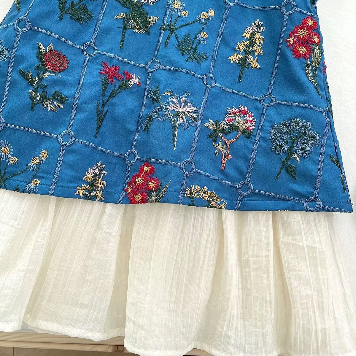 Blue Botanical Embroidered Layered Frock – TYM-YWL-039