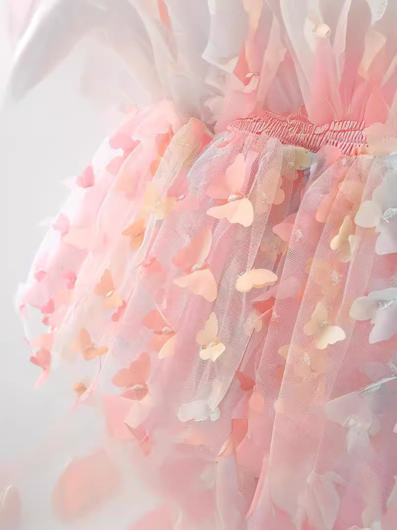 Pink Butterfly Tulle Smocked Sundress – TYM-WZX-020