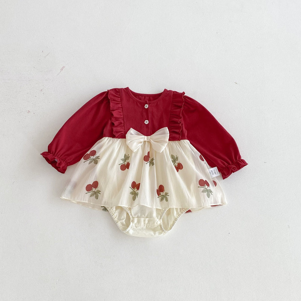Red Cherry Print Bow Skirted Romper – TYM-FCN-015