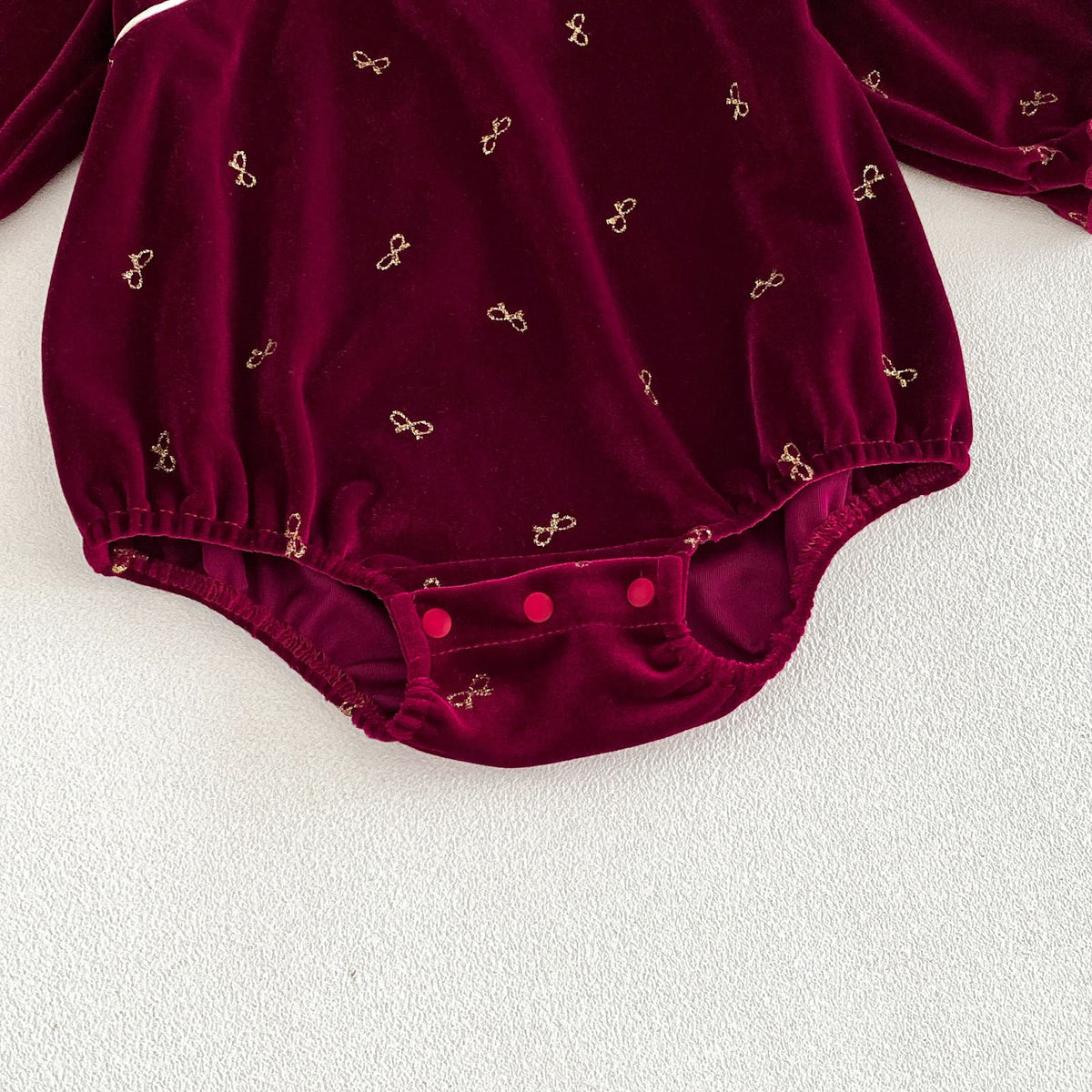 Wine Red Velvet Mandarin Collar Bubble Romper – TYM-FCN-011