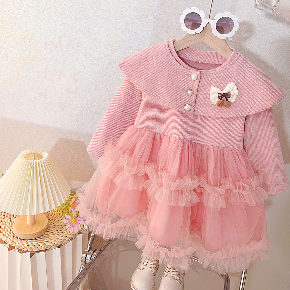 Pink Cape Collar Tulle Frock – TYM-CXM-036