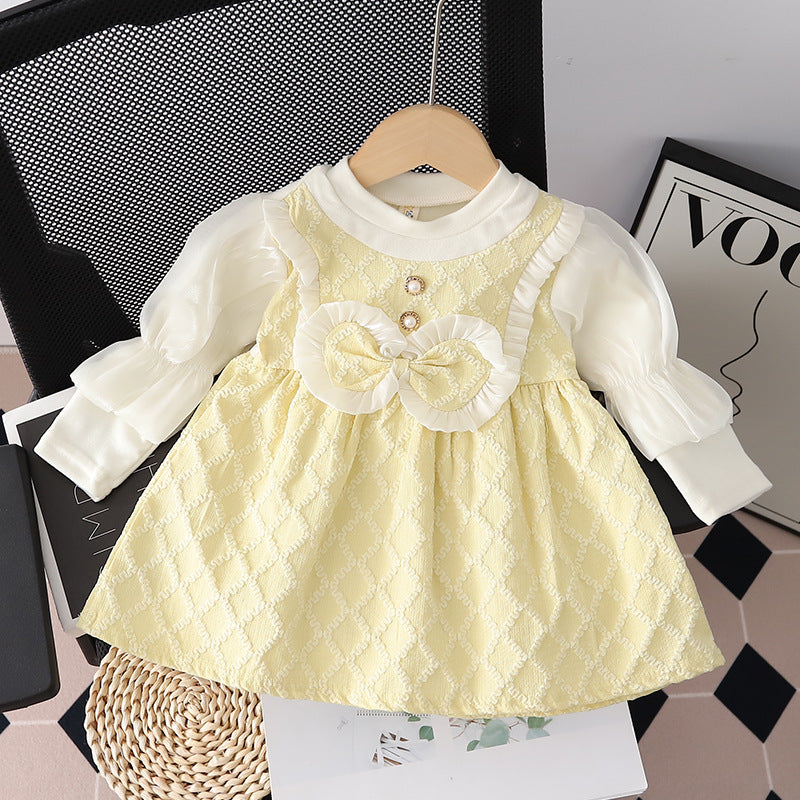 Lemon Yellow Quilted Bow Frock – TYM-CXM-061