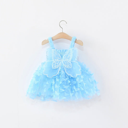 Sky Blue Butterfly Wing Tulle Frock – TYM-TZO-035