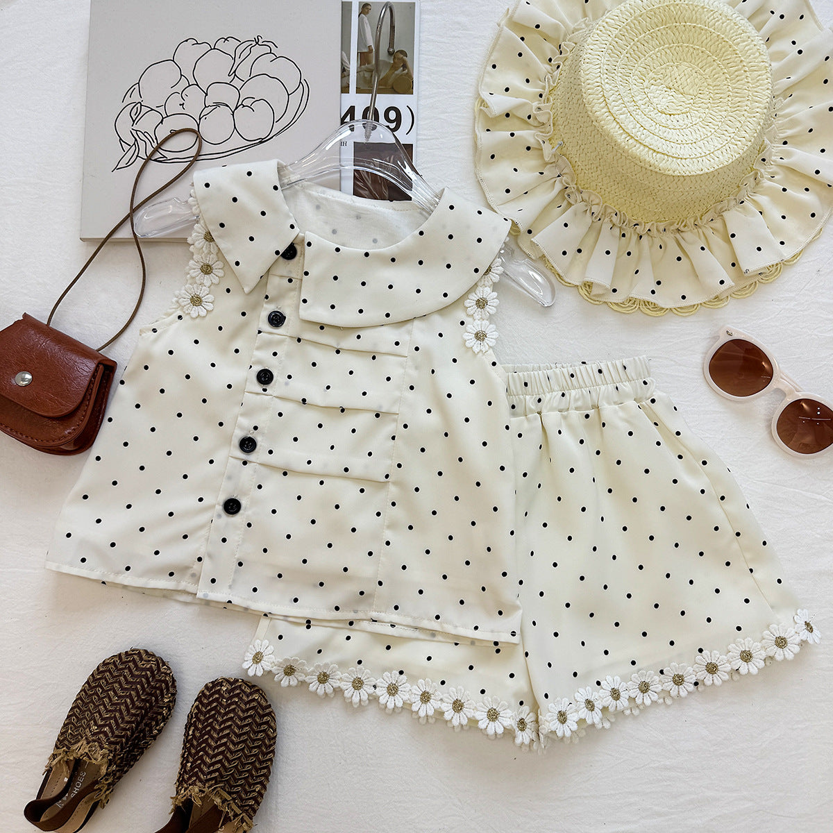 Cream Polka Dot Asymmetric Collar Top – TYM-YWL-049