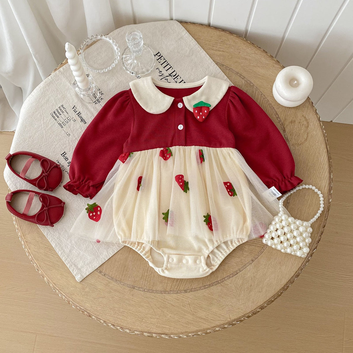 Red Strawberry Tulle Skirted Romper – TYM-FCN-020