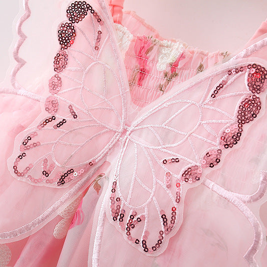 Pink Rose Print Smocked Sundress – TYM-WZX-015