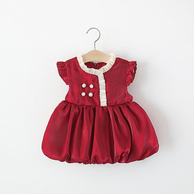 Wine Red Satin Bubble Frock – TYM-TZO-019