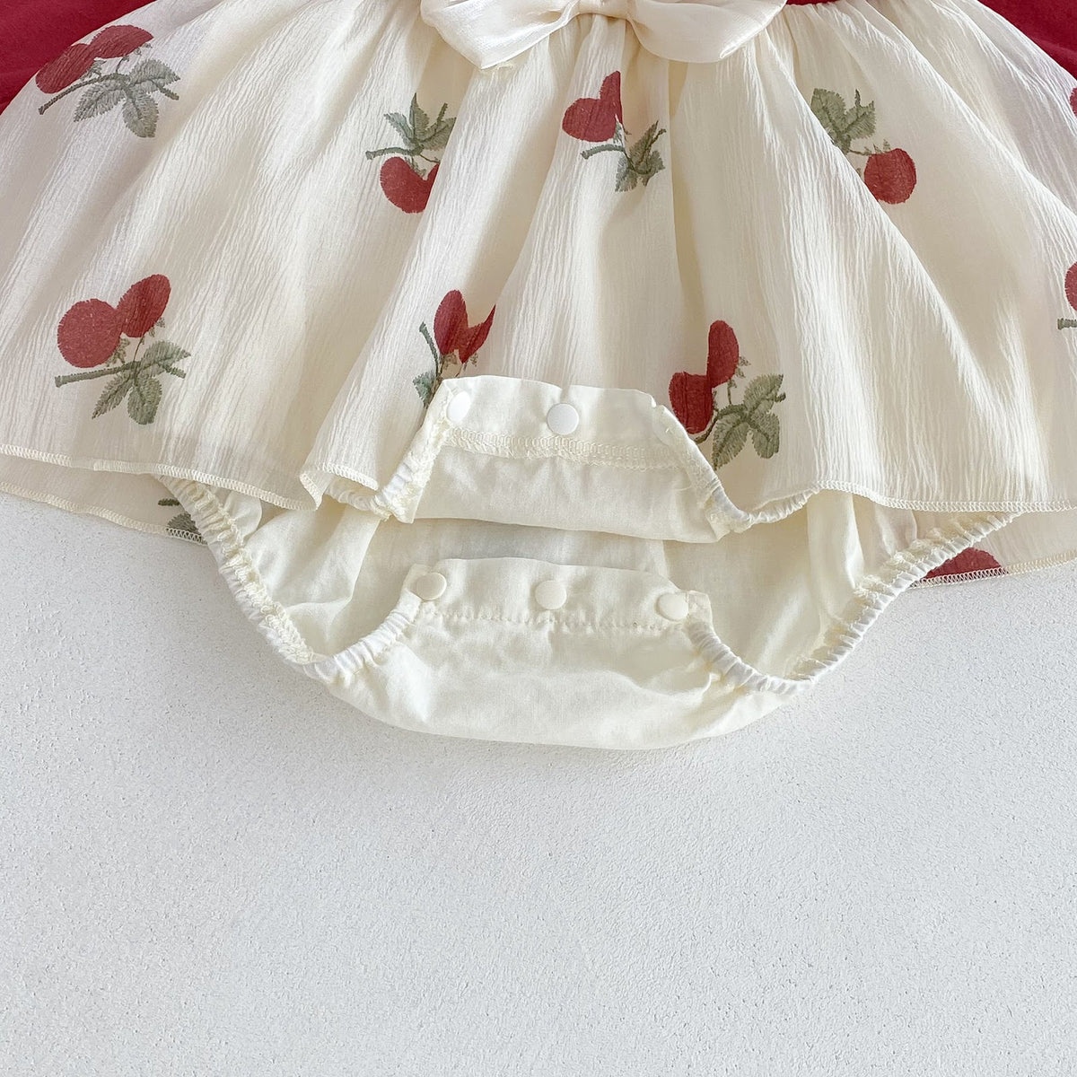 Red Cherry Print Bow Skirted Romper – TYM-FCN-015