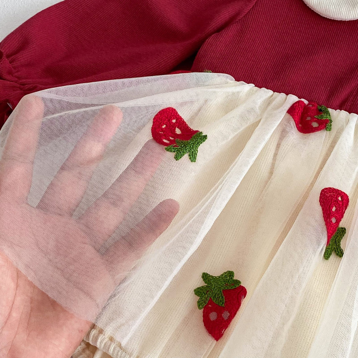 Red Strawberry Tulle Skirted Romper – TYM-FCN-020