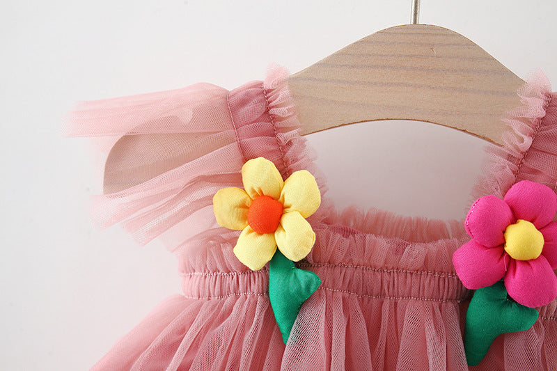Dusty Rose Flower Patch Tulle Sundress – TYM-TZO-028