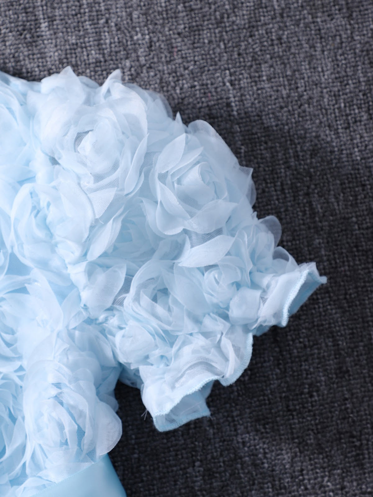Sky Blue Rosette Puff Sleeve Party Frock – TYM-SZL-005