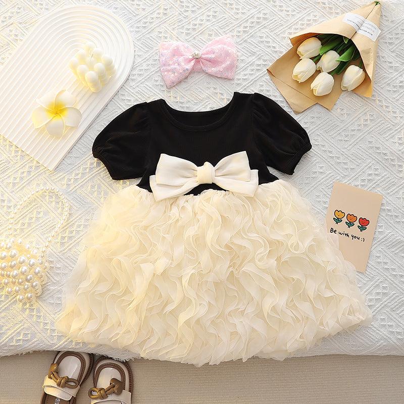 Black & Cream Ruffle Bow Frock – TYM-CXM-023