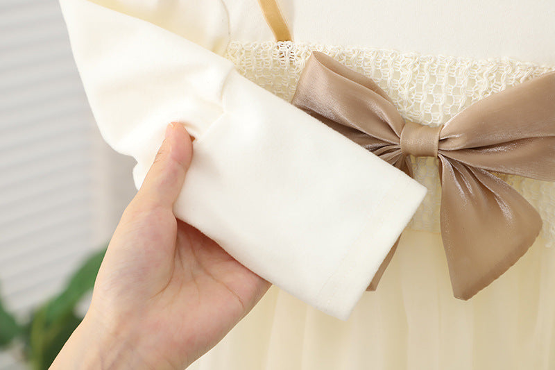 Cream Satin Bow Tulle Frock – TYM-CXM-086
