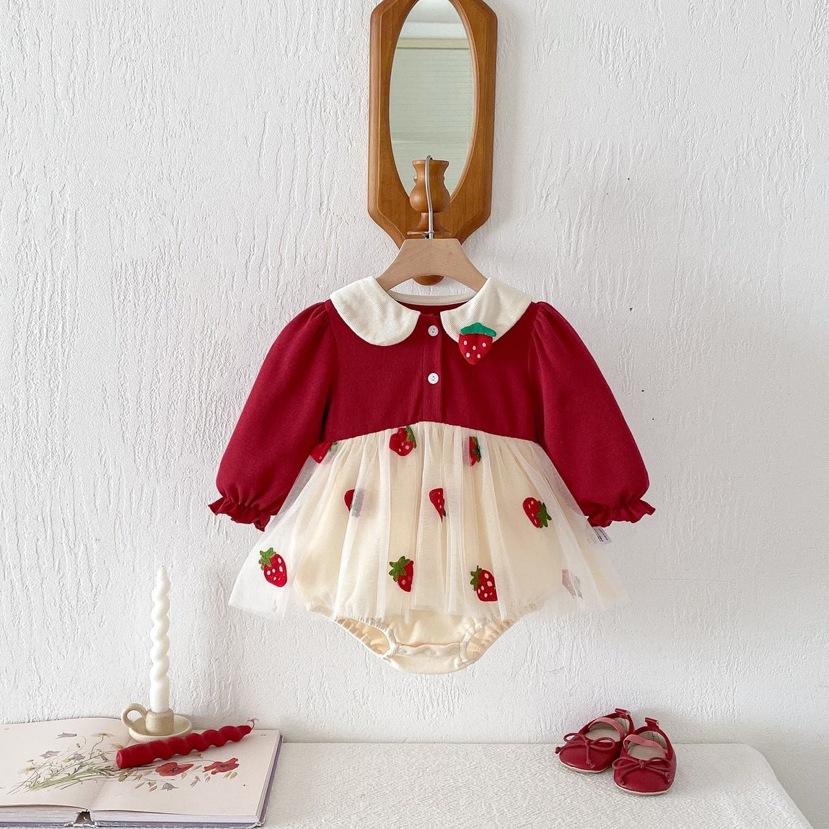 Red Strawberry Tulle Skirted Romper – TYM-FCN-020