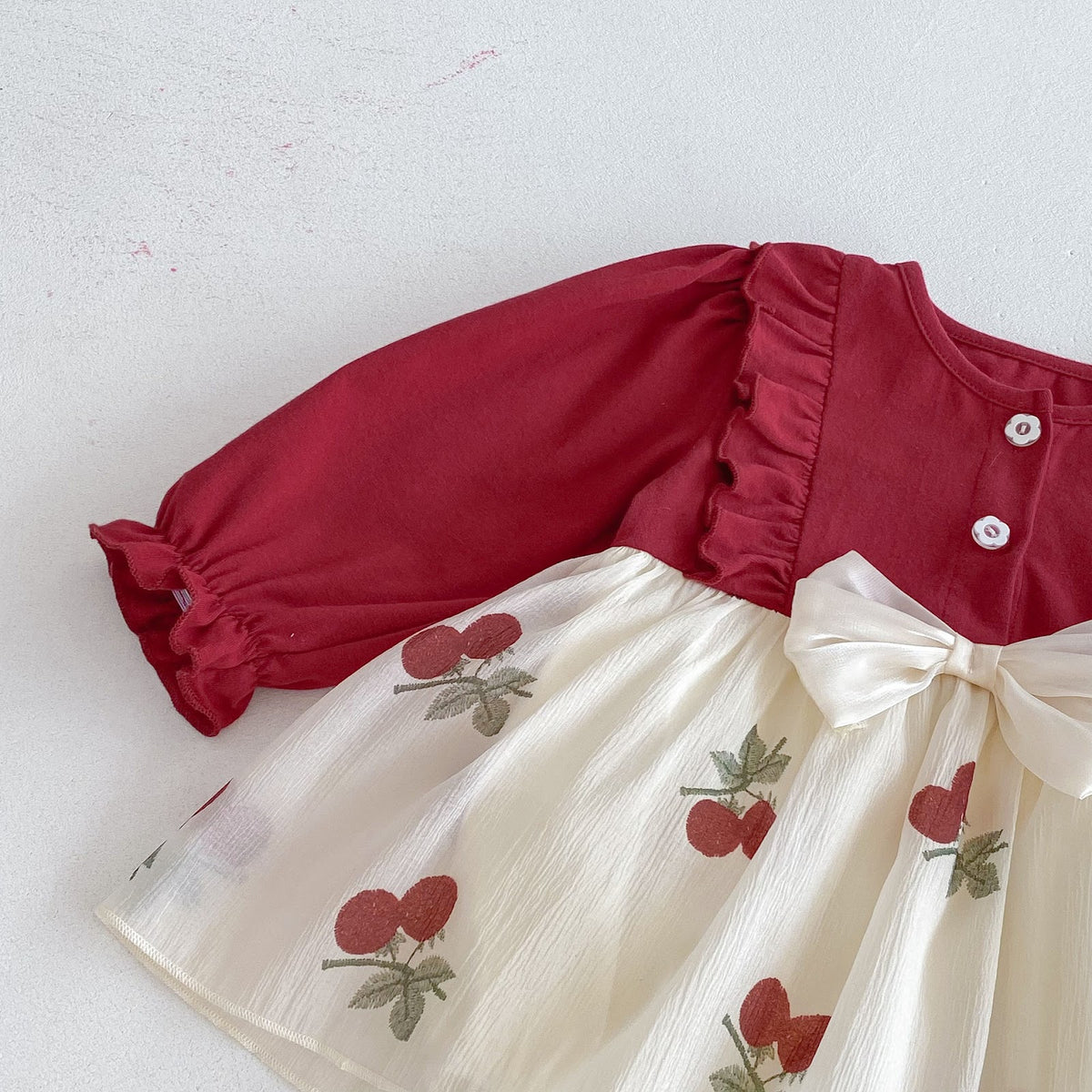 Red Cherry Print Bow Skirted Romper – TYM-FCN-015