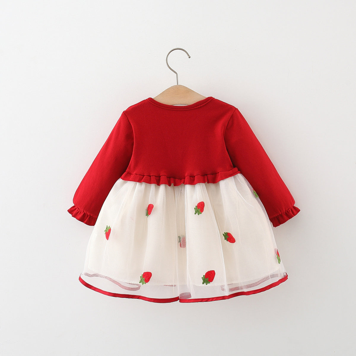 Red Strawberry Net Long Sleeve Frock – TYM-WZX-061