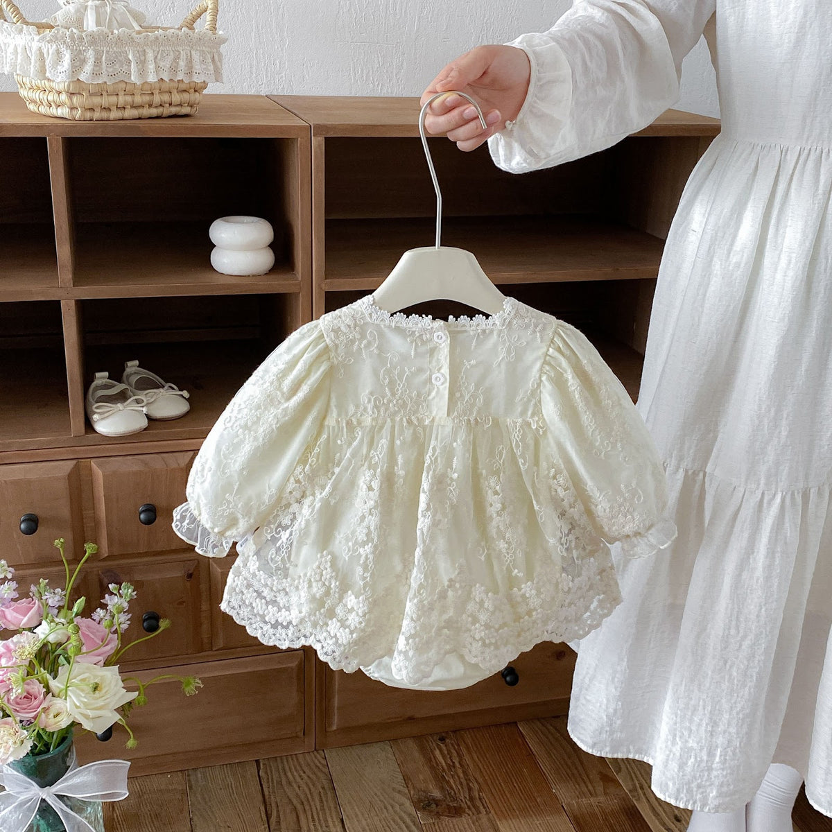 Cream Floral Lace Square Neck Romper – TYM-FCN-021