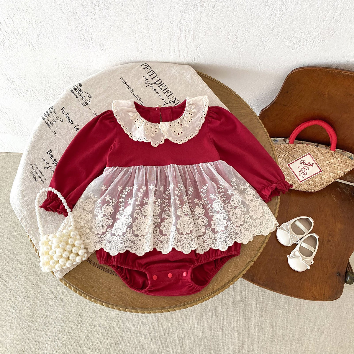 Red Lace Collar Skirted Romper – TYM-FCN-007
