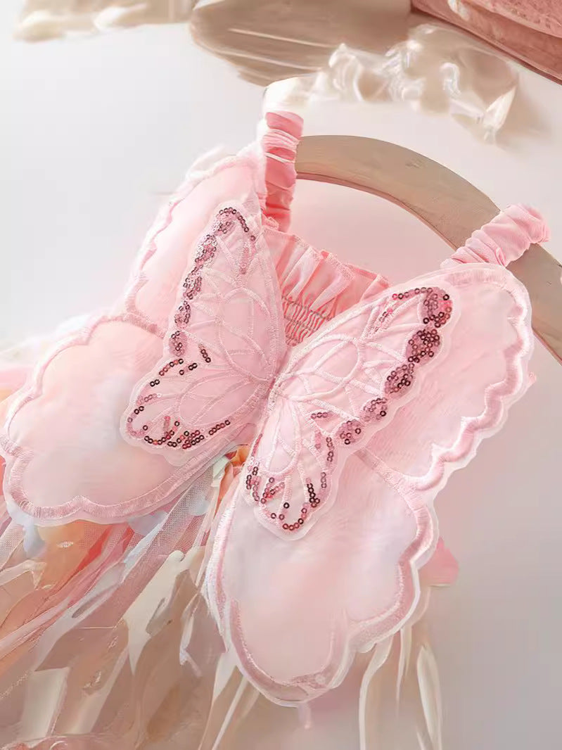 Pink Butterfly Tulle Smocked Sundress – TYM-WZX-020