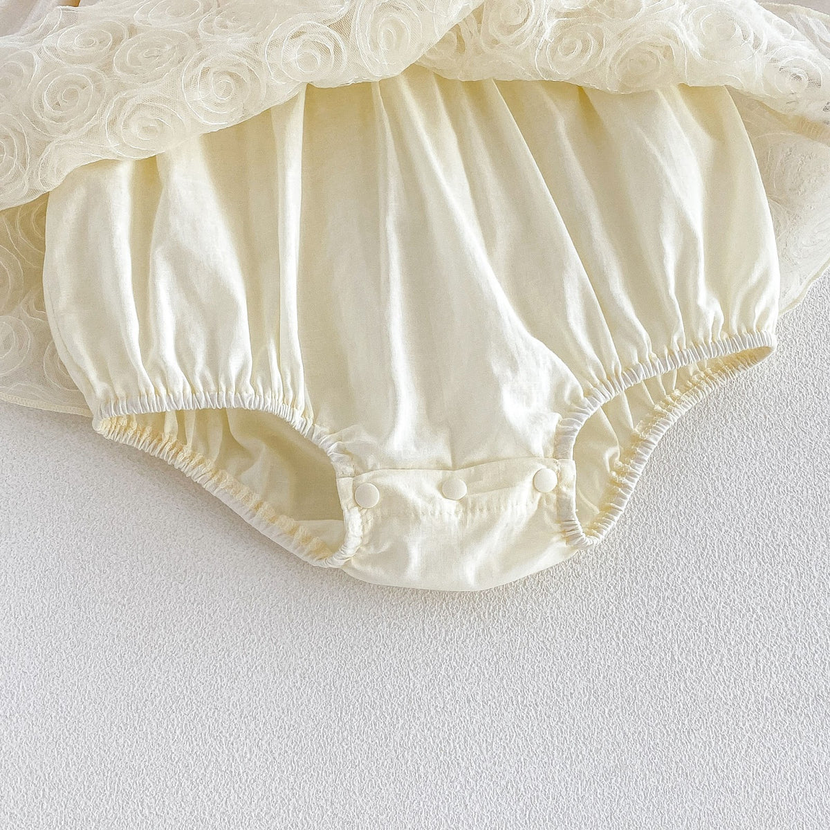 Cream Rosette Skirted Romper – TYM-FCN-016