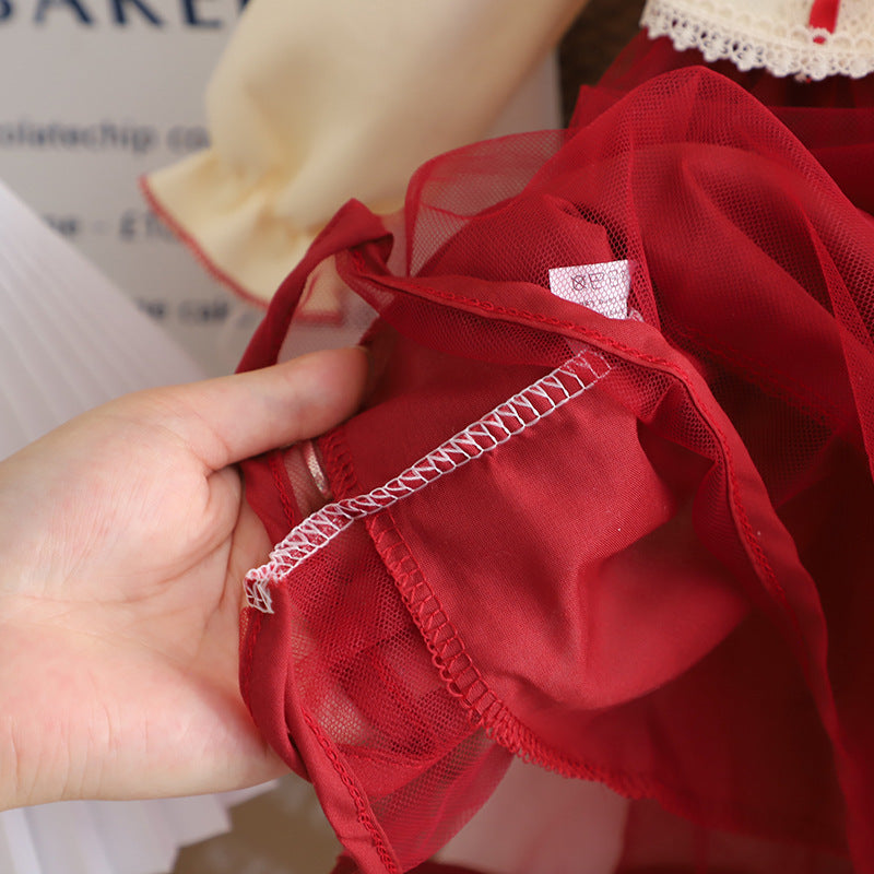Red Ribbon Cardigan Tulle Frock – TYM-CXM-049