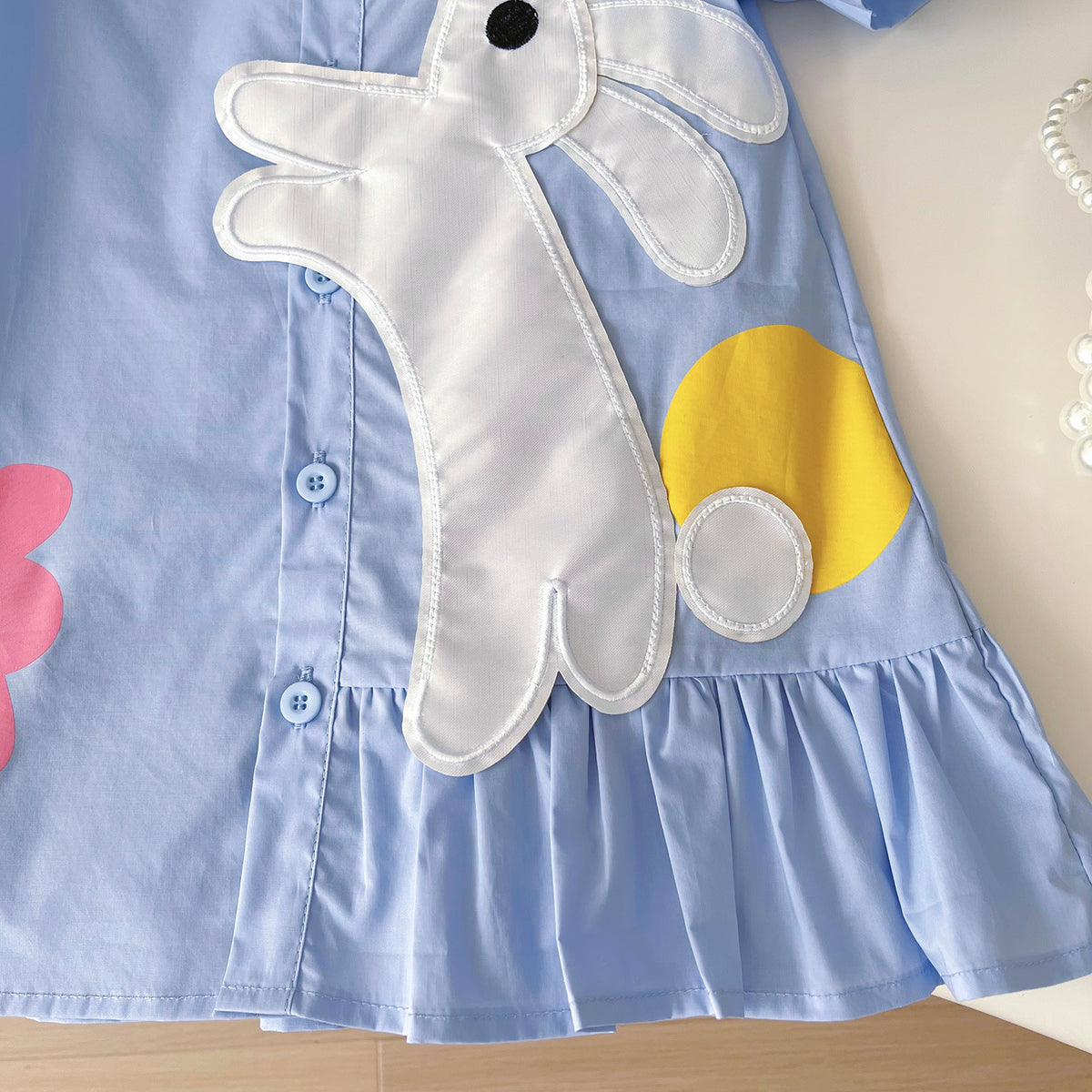 Light Blue Bunny Appliqué Shirt Dress – TYM-YWL-043
