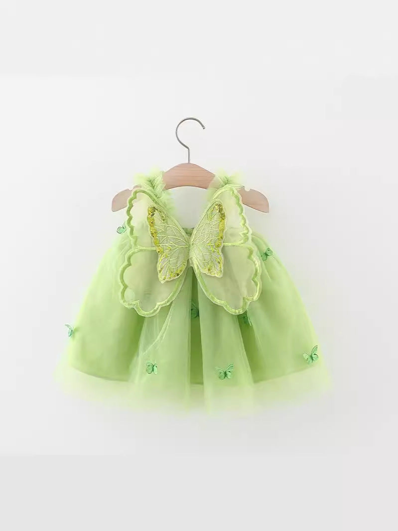 Lime Green Butterfly Strap Tulle Frock – TYM-WZX-044