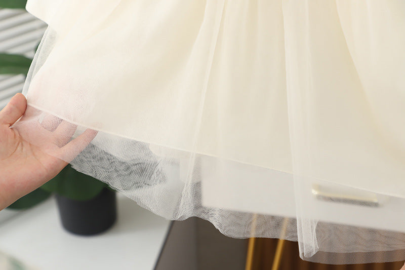 Cream Satin Bow Tulle Frock – TYM-CXM-086