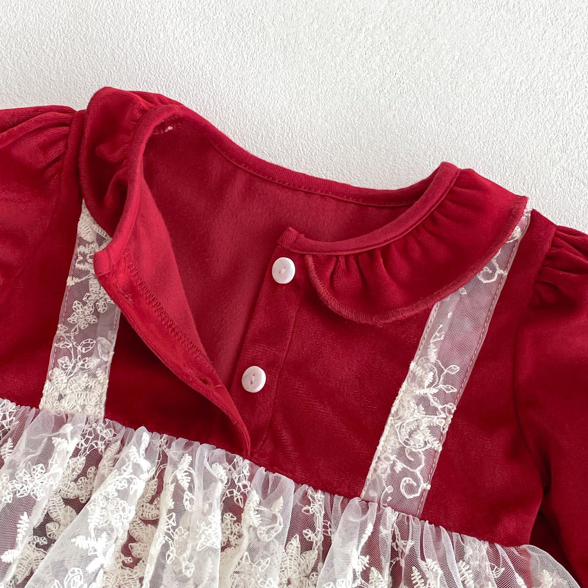Red Velvet Lace Pinafore Romper – TYM-FCN-004