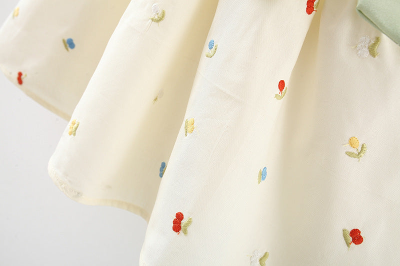 Cream Embroidered Tulip Collar Frock – TYM-WZX-009
