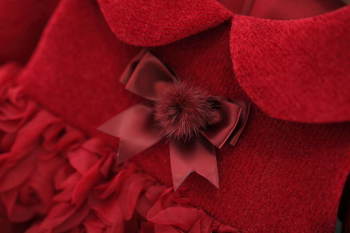 Red Rosette Long Sleeve Winter Frock – TYM-WZX-059