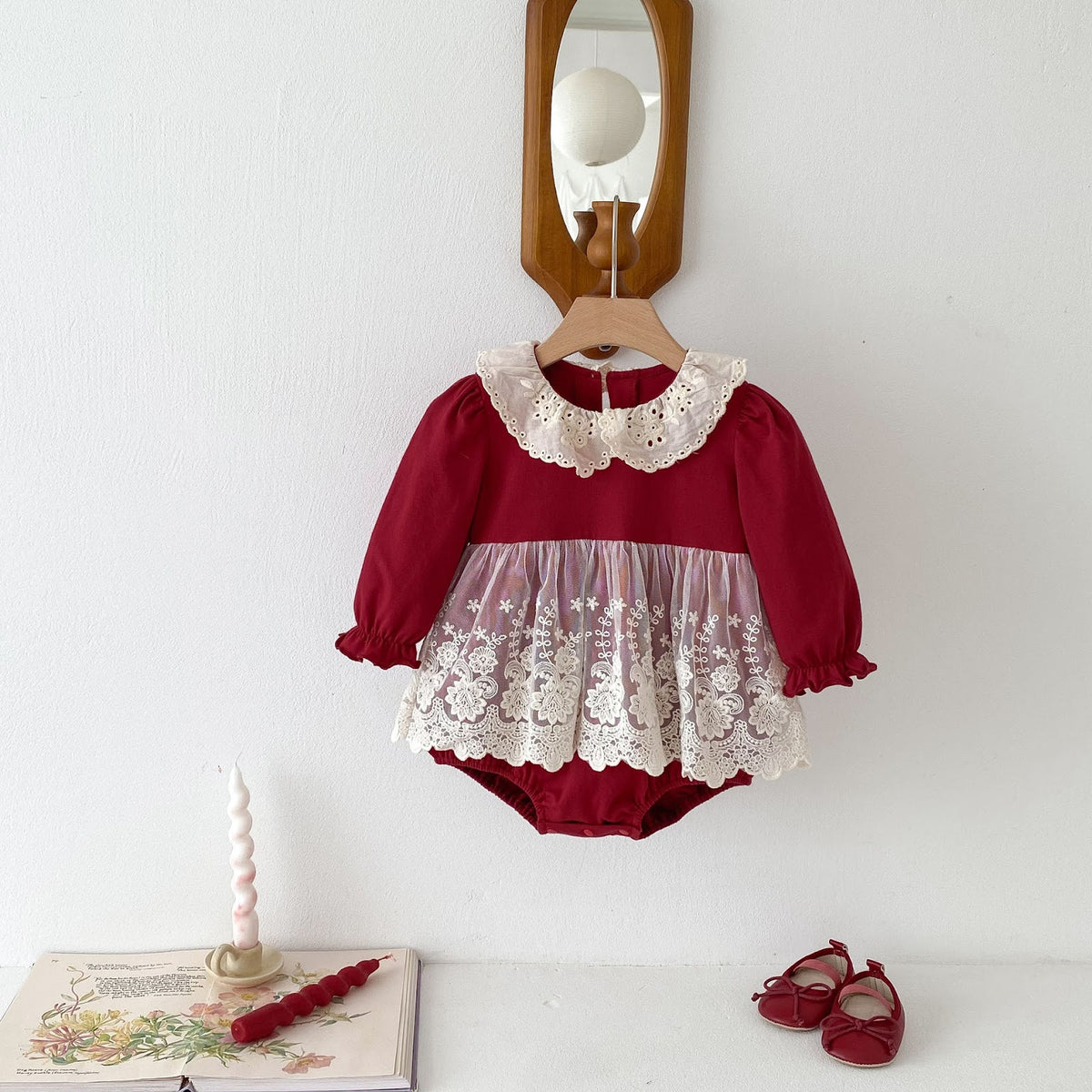 Red Lace Collar Skirted Romper – TYM-FCN-007
