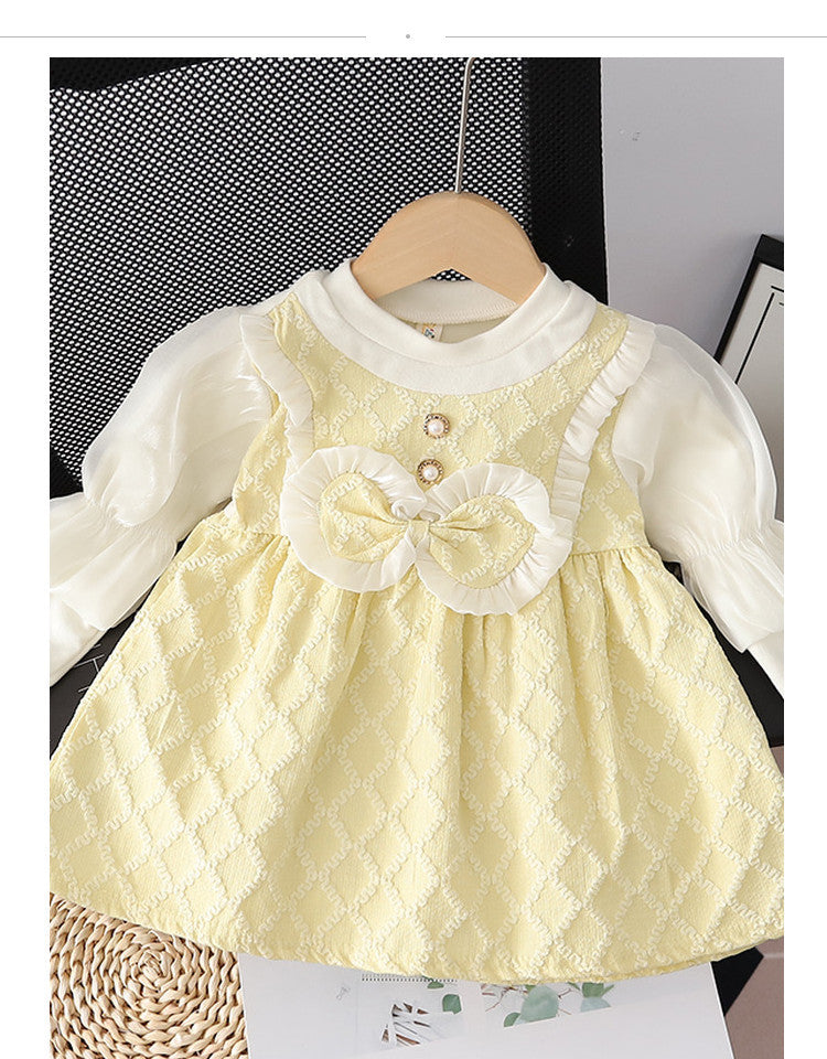 Lemon Yellow Quilted Bow Frock – TYM-CXM-061