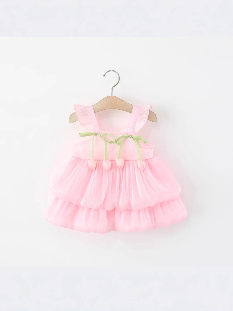 Pink Tulip Bud Two-Tier Bubble Frock – TYM-WZX-011