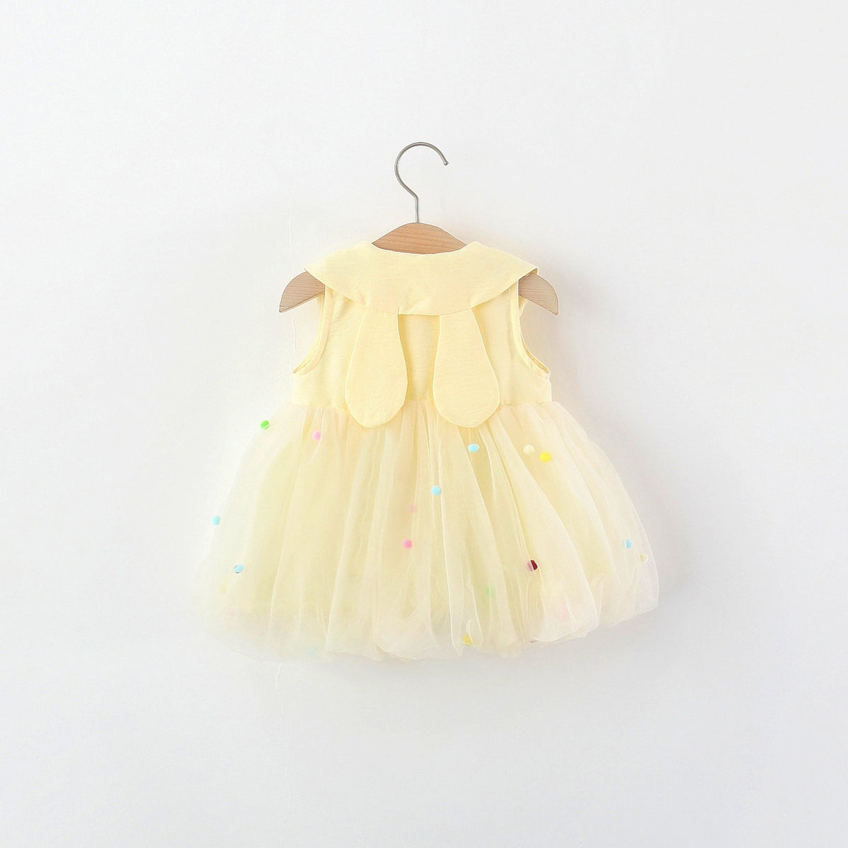 Lemon Yellow Bunny Ear Pom-Pom Tulle Frock – TYM-TZO-002