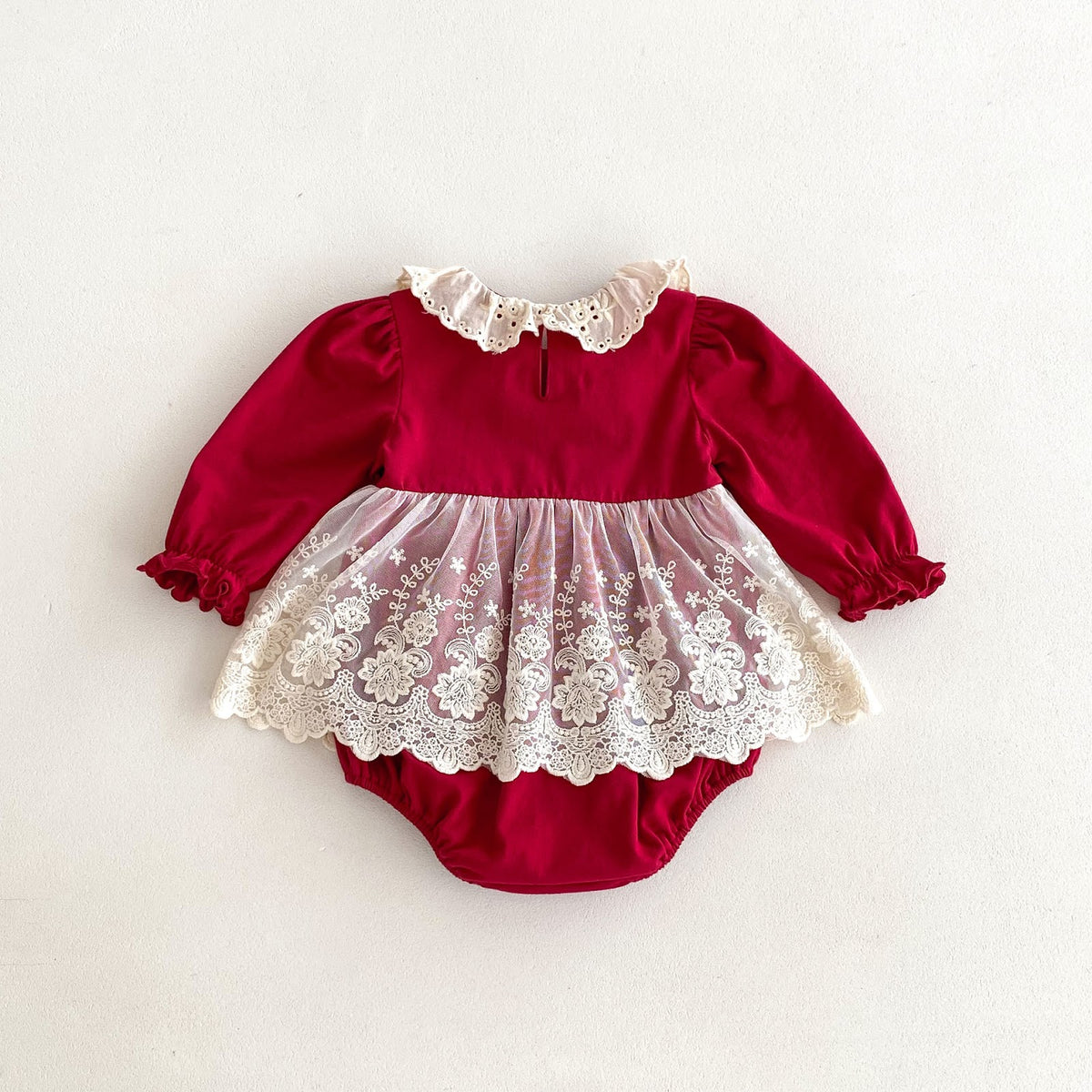 Red Lace Collar Skirted Romper – TYM-FCN-007
