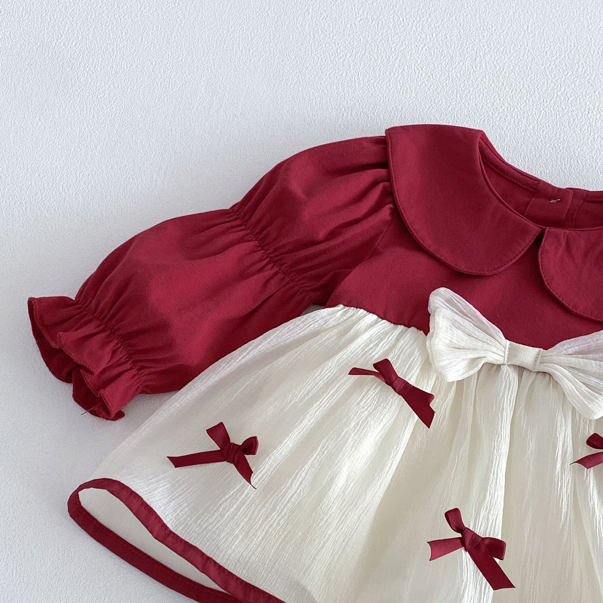 Red & Cream Bow Skirted Romper – TYM-FCN-005