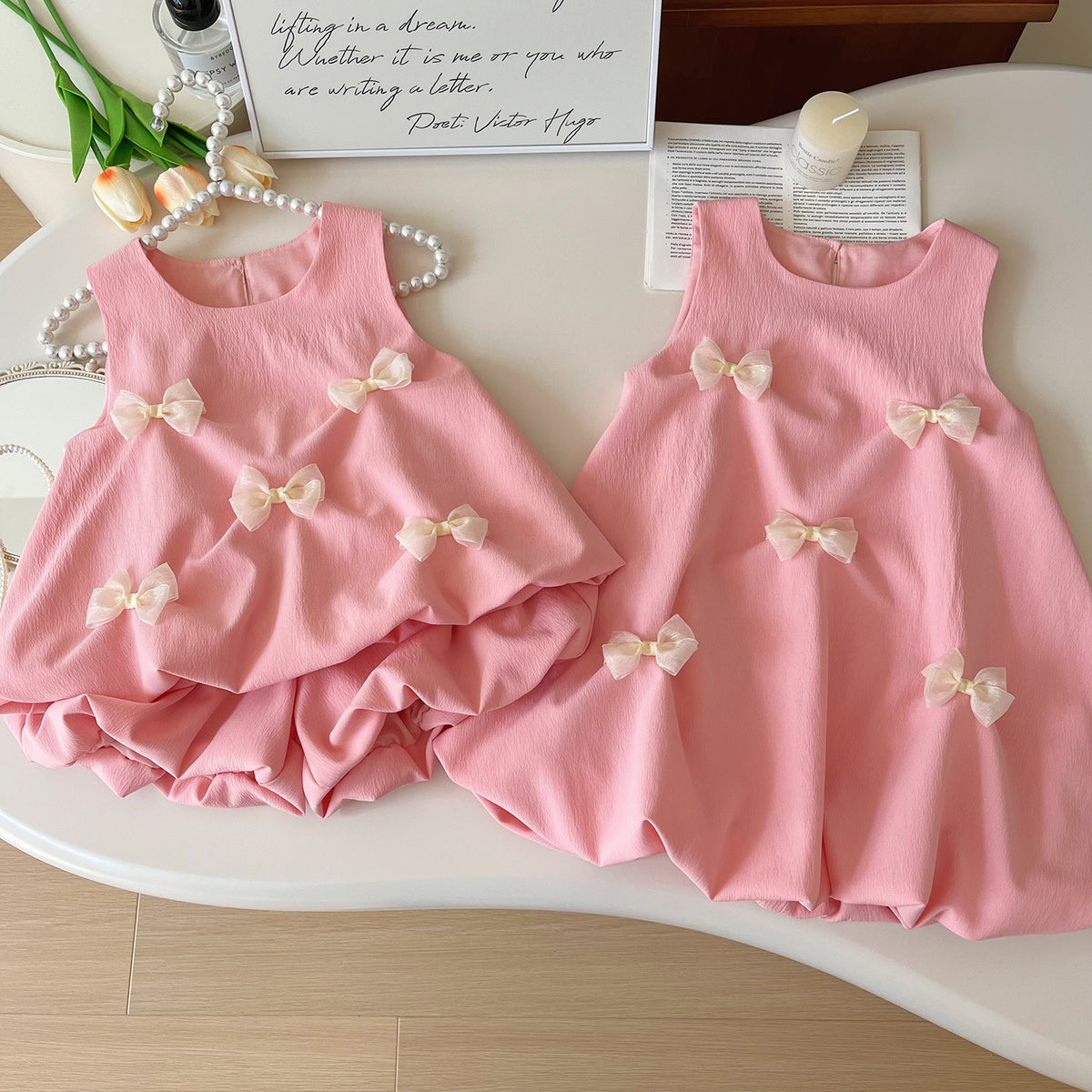 Pink Bow Swing Top and Bubble Shorts Set – TYM-YWL-007