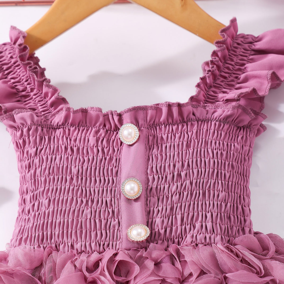 Mauve Pink Smocked Rosette Sundress – TYM-SZL-017