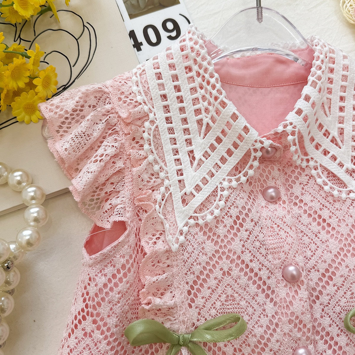 Pink Diamond Lace Big Bow Top and Shorts Set – TYM-YWL-042