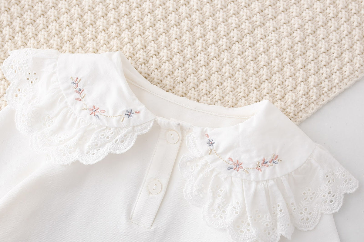White Eyelet Collar Embroidered Top – TYM-FCN-019