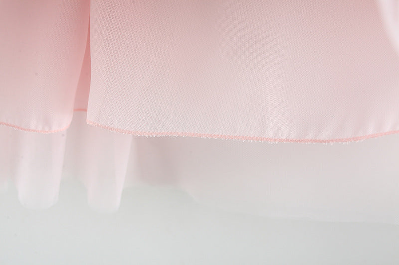 Pink Flower Garland Chiffon Frock – TYM-WZX-018