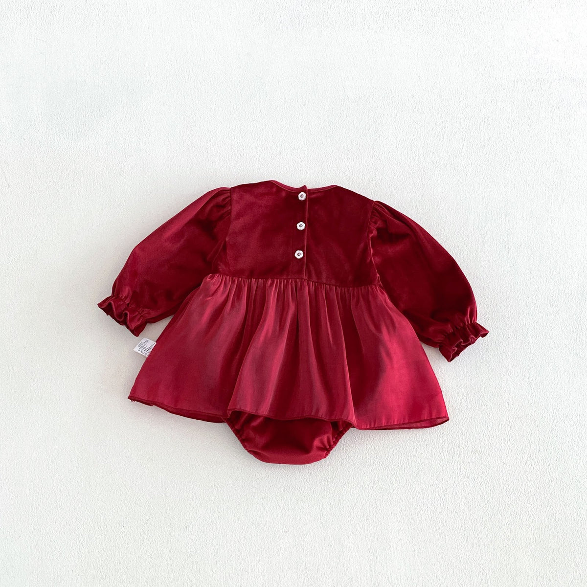 Wine Red Ruffle Bib Skirted Romper – TYM-FCN-008
