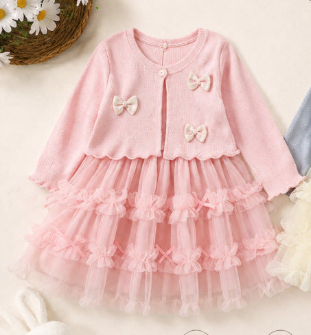 Pink Bow Cardigan Tulle Frock – TYM-CXM-037